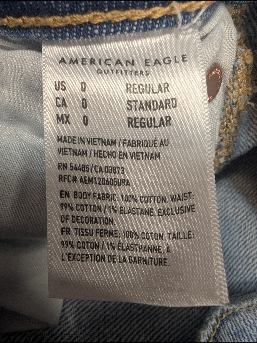 American Eagle Jean Mini Skirt Women's Size 0 Light Wash Denim Cut Off Y2K - Picture 7 of 10